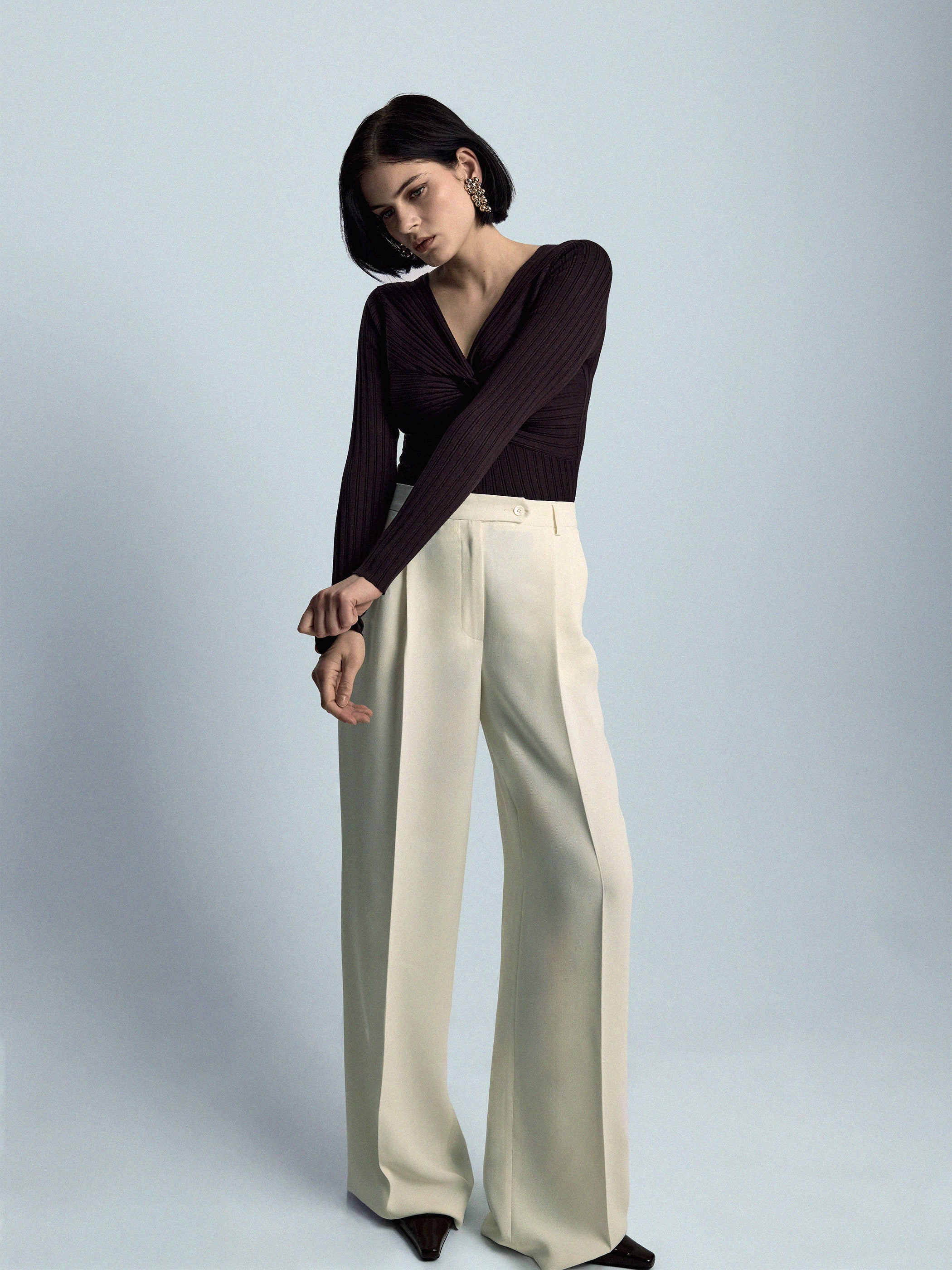 Polly Rib-Knit Blouse