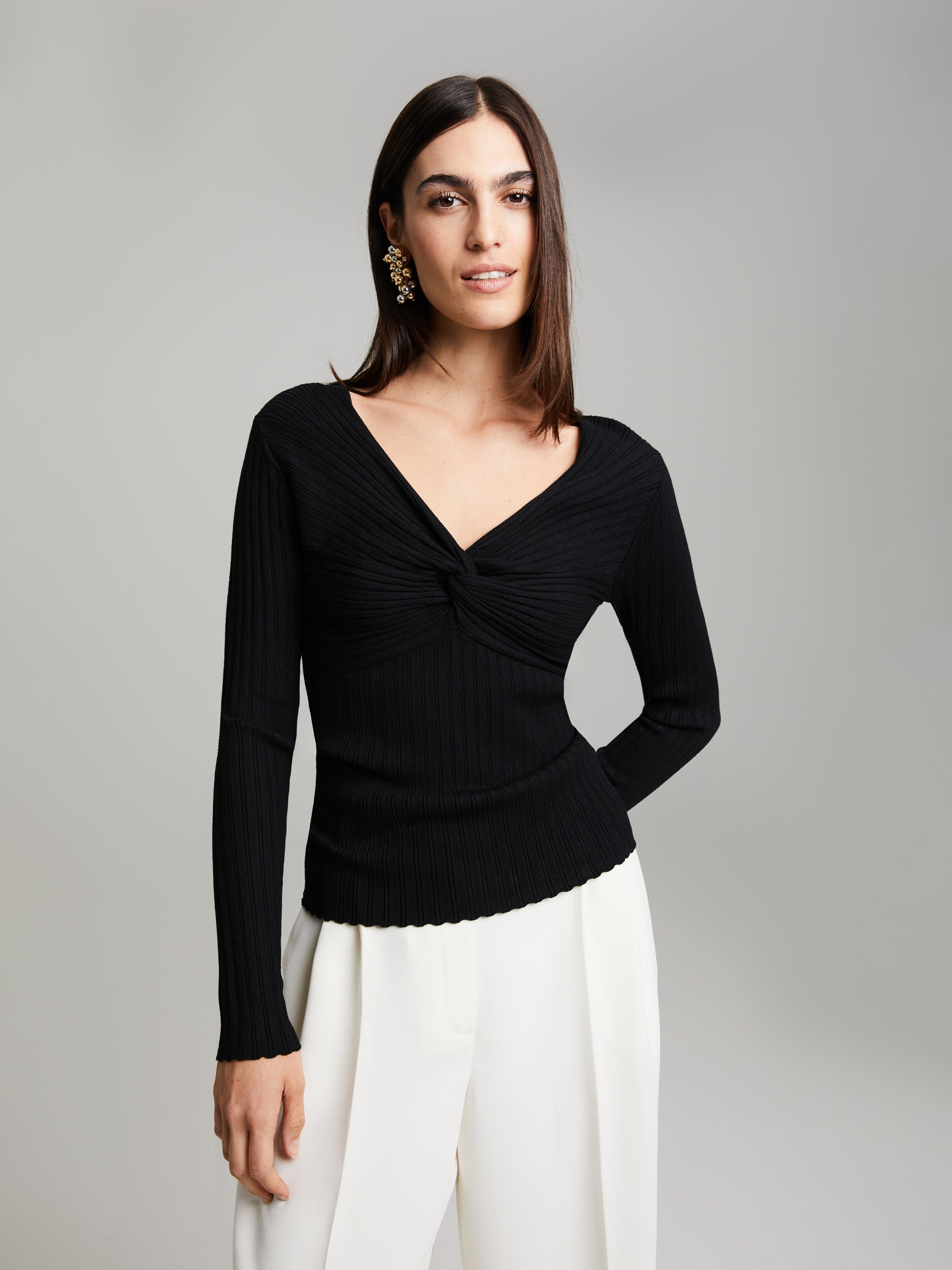 Polly Rib-Knit Blouse