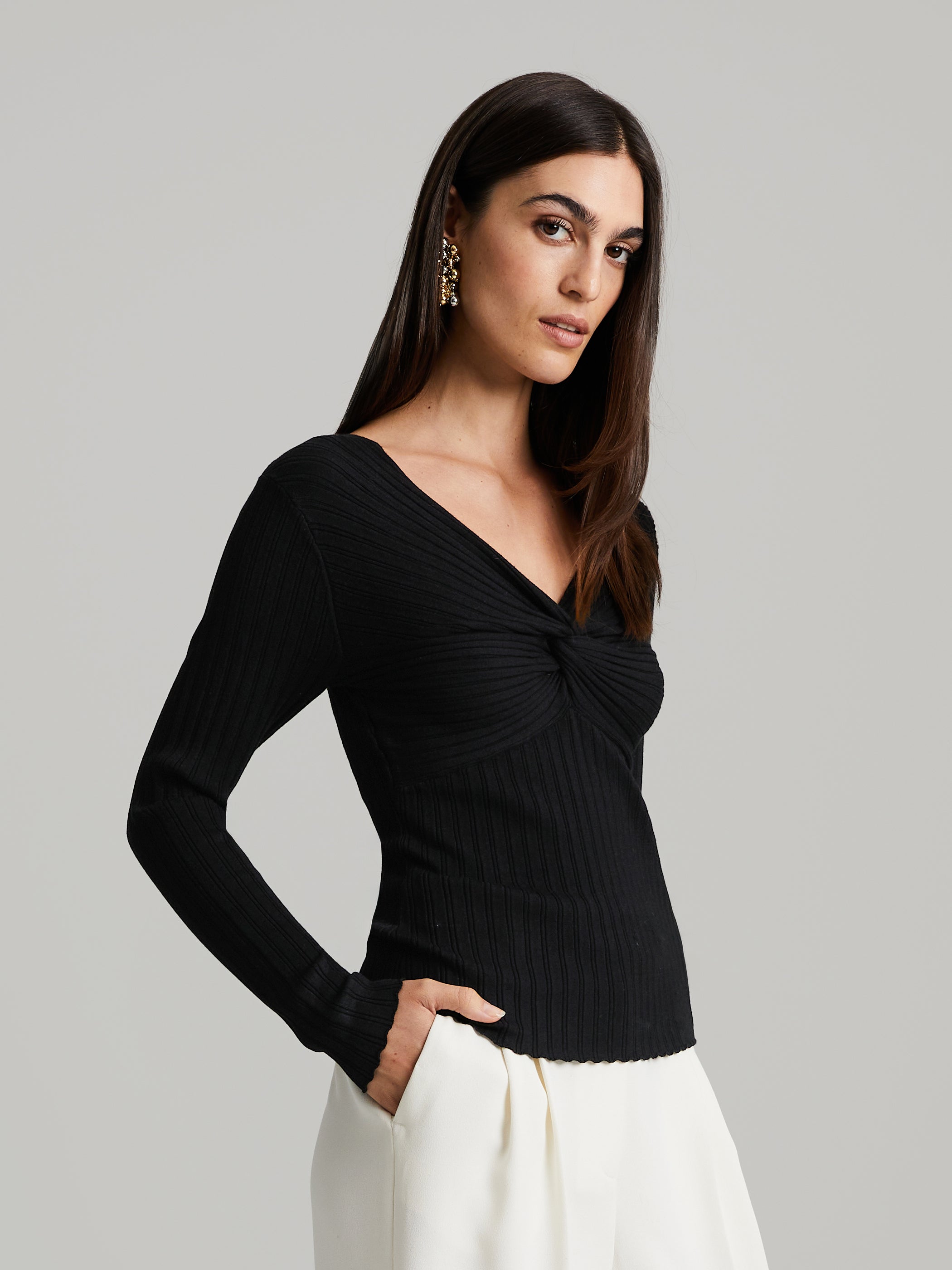 Polly Rib-Knit Blouse